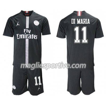 Completo Calcio Paris Saint Germain Di Maria 11 Jordan Giallo Bambino Divisa Terza 2018/2019